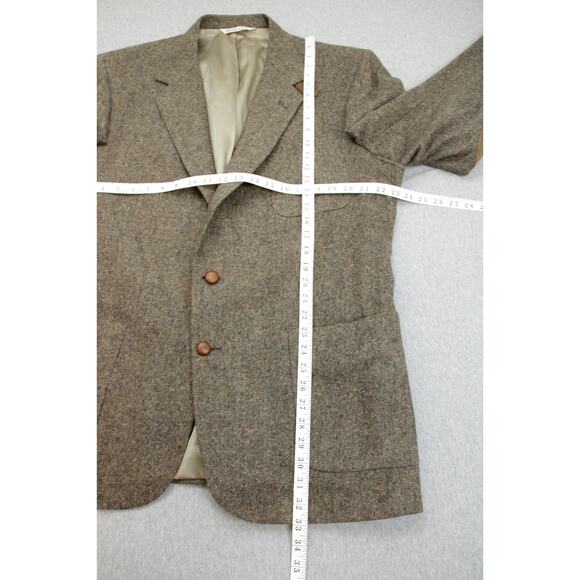Stafford Blazer Men's Brown 46L 100% Wool 2-Button Tweed Elbow Patch Fleck USA - Picture 9 of 10
